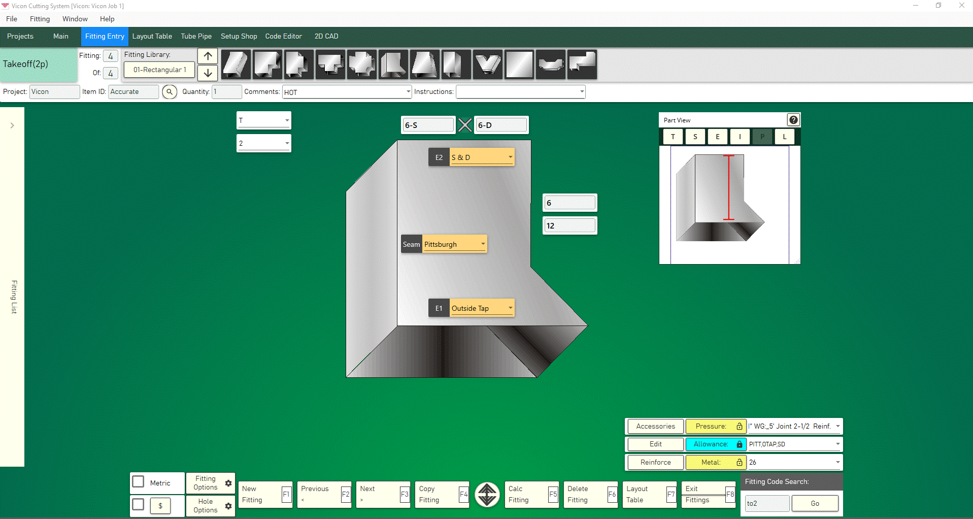 Vicon HVAC Software Fitting Screen